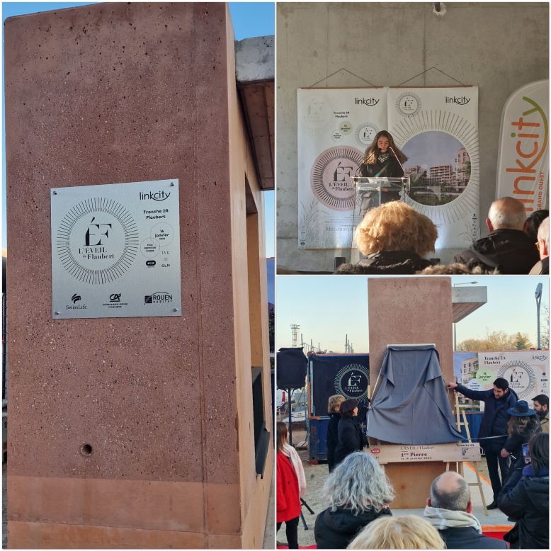Pose de la premire pierre de la phase 2 du programme immobilier l'Eveil de Flaubert  Rouen (76)