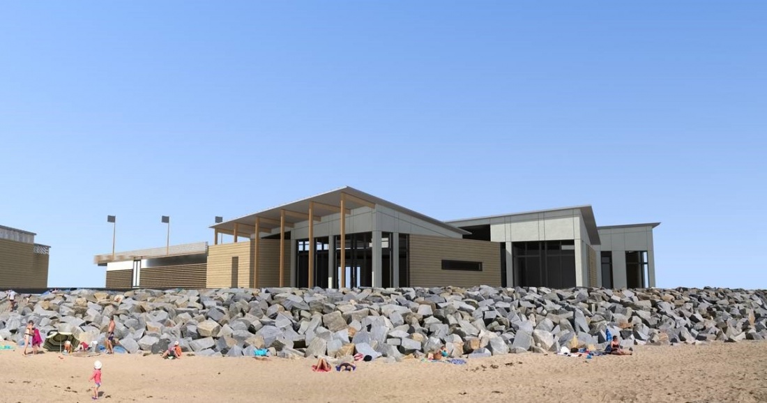 Lancement des travaux du centre d'activits nautiques de Ouistreham (14)